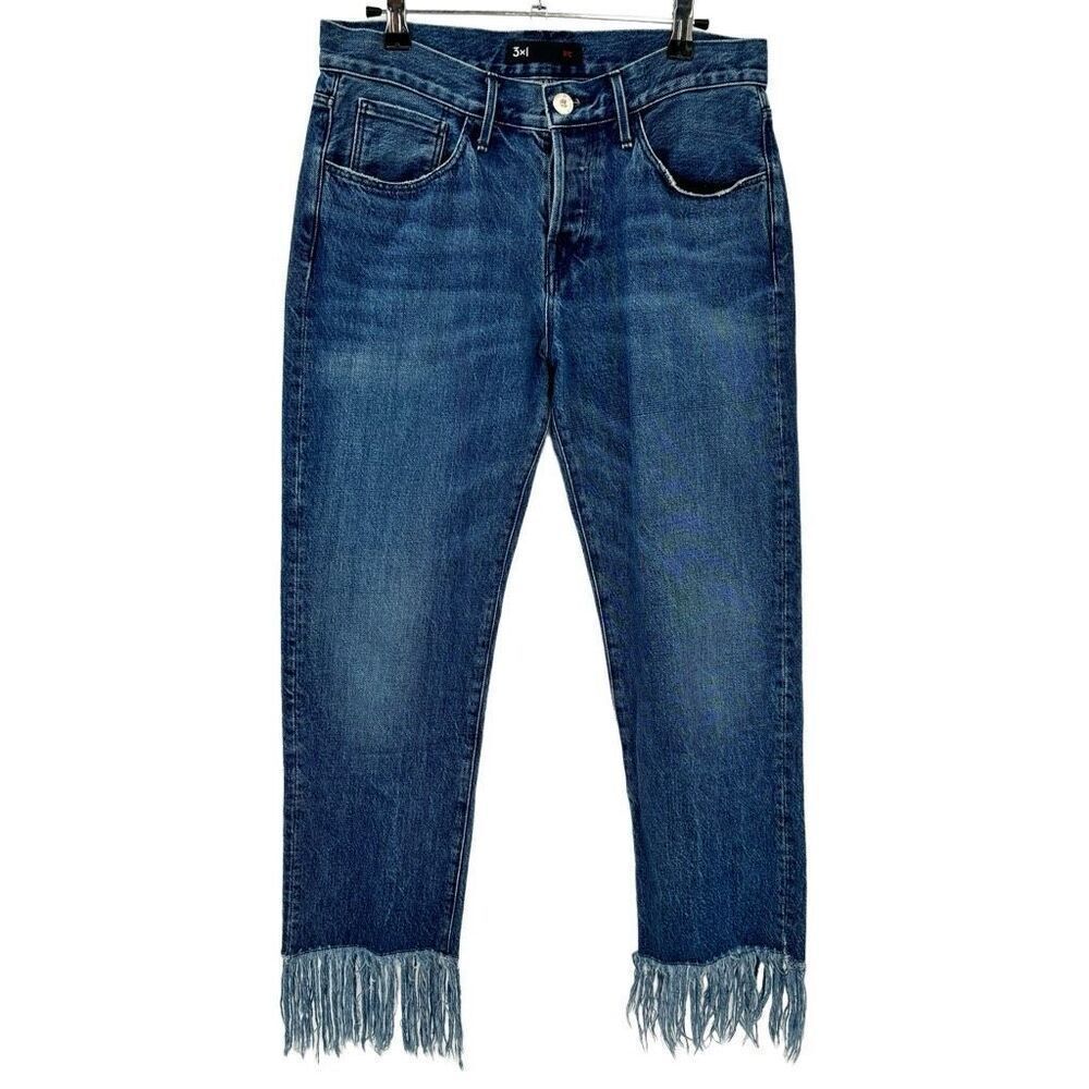3X1 NYC Cropped Fringe Hem‎ Button Fly Jeans Size 27